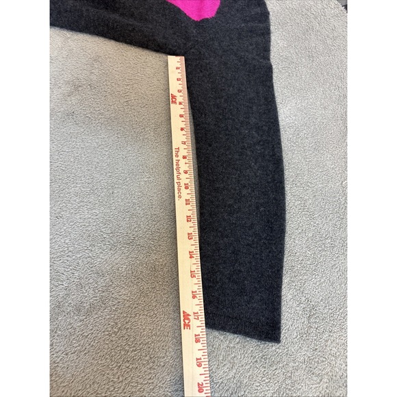 Hannah Rose Cashmere Large Gray Pink Heart Sweater Lightweight Preppy ‎ Casual - Picture 9 of 10